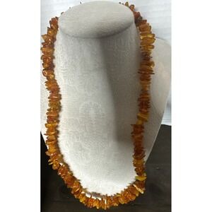 Vintage Amber Beaded Necklace 24"